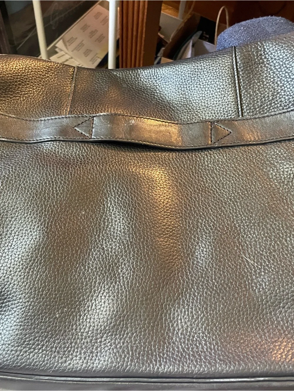 Cole Haan Black Pebbled Leather Laptop Messenger Bag